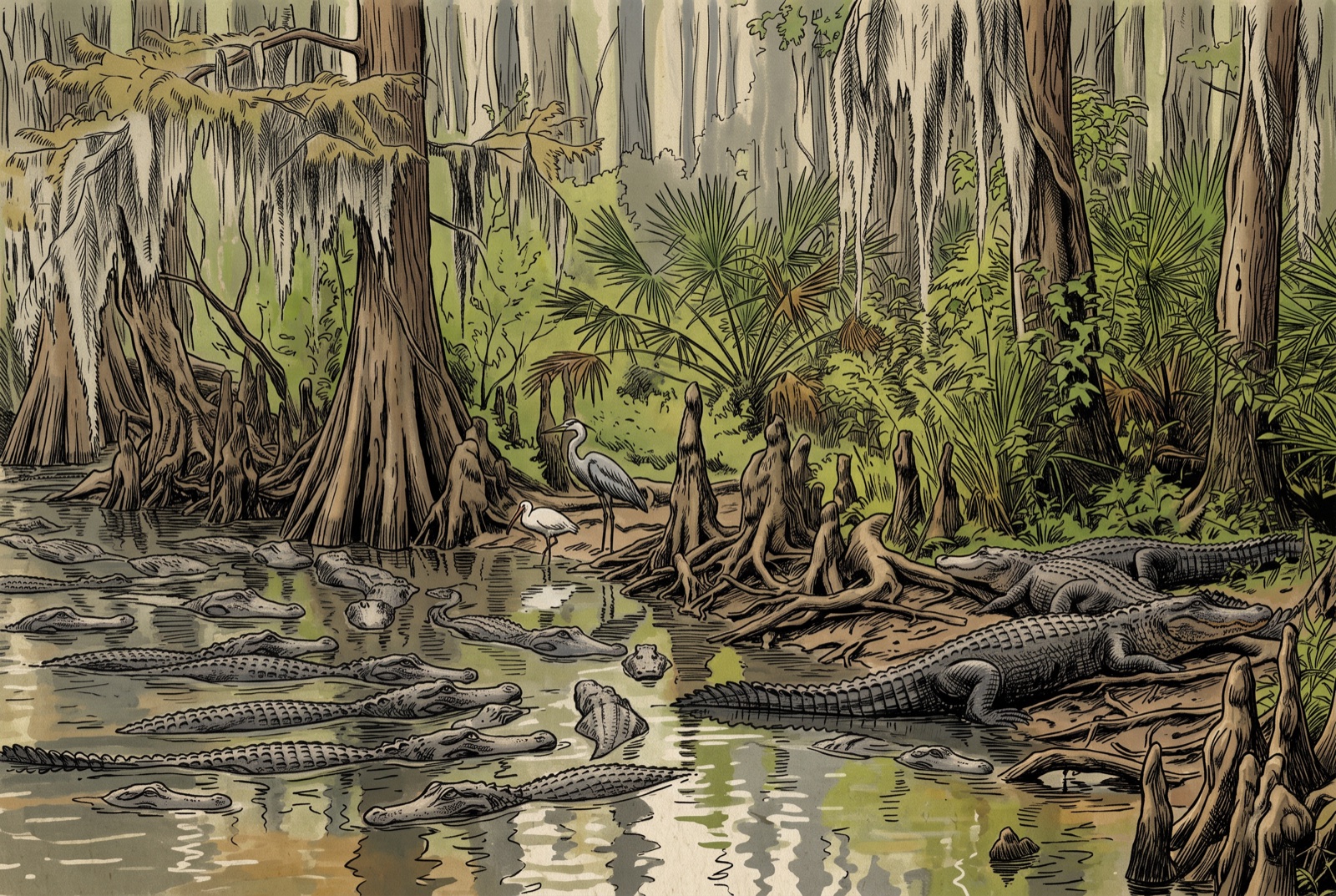 The gator hole, the keystone that keeps the marsh alive.
