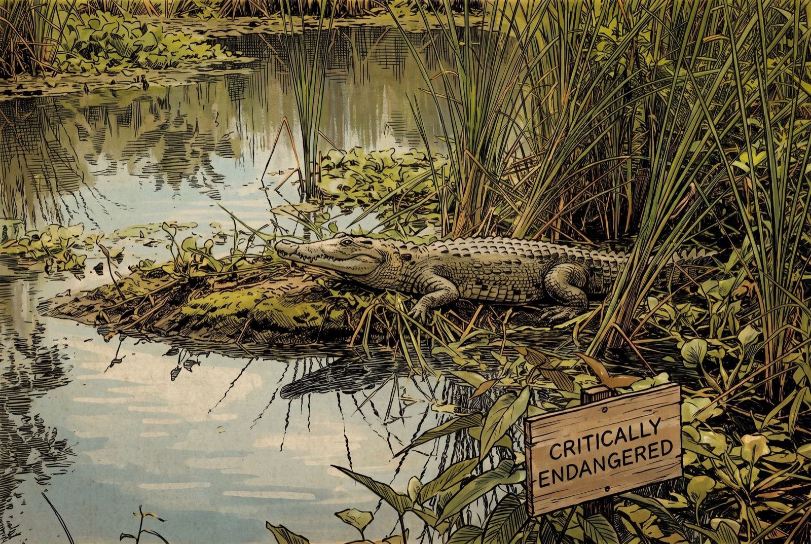 The Siamese crocodile, one of the region's rarest.