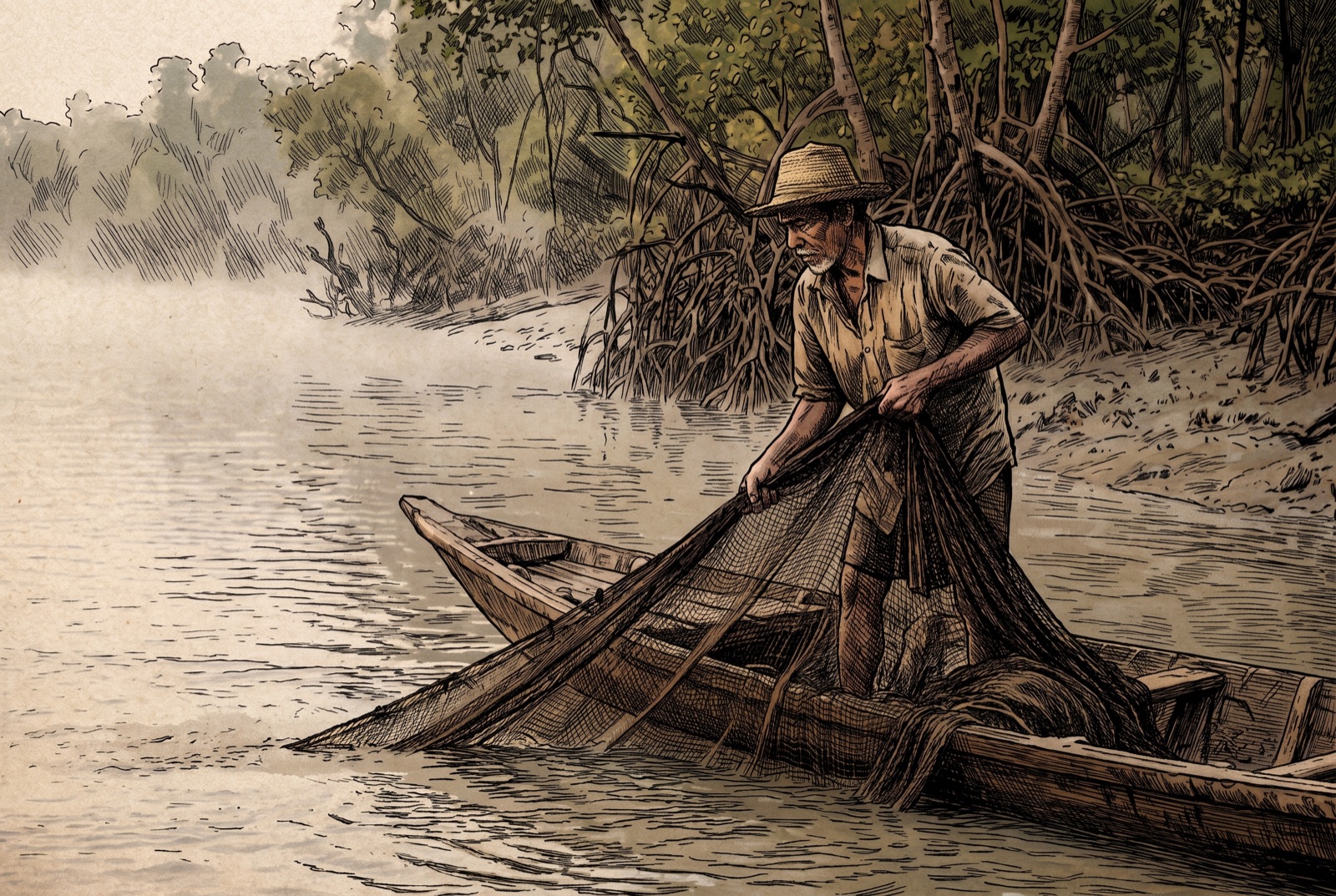 The reach at the water's edge, where the risk lives.