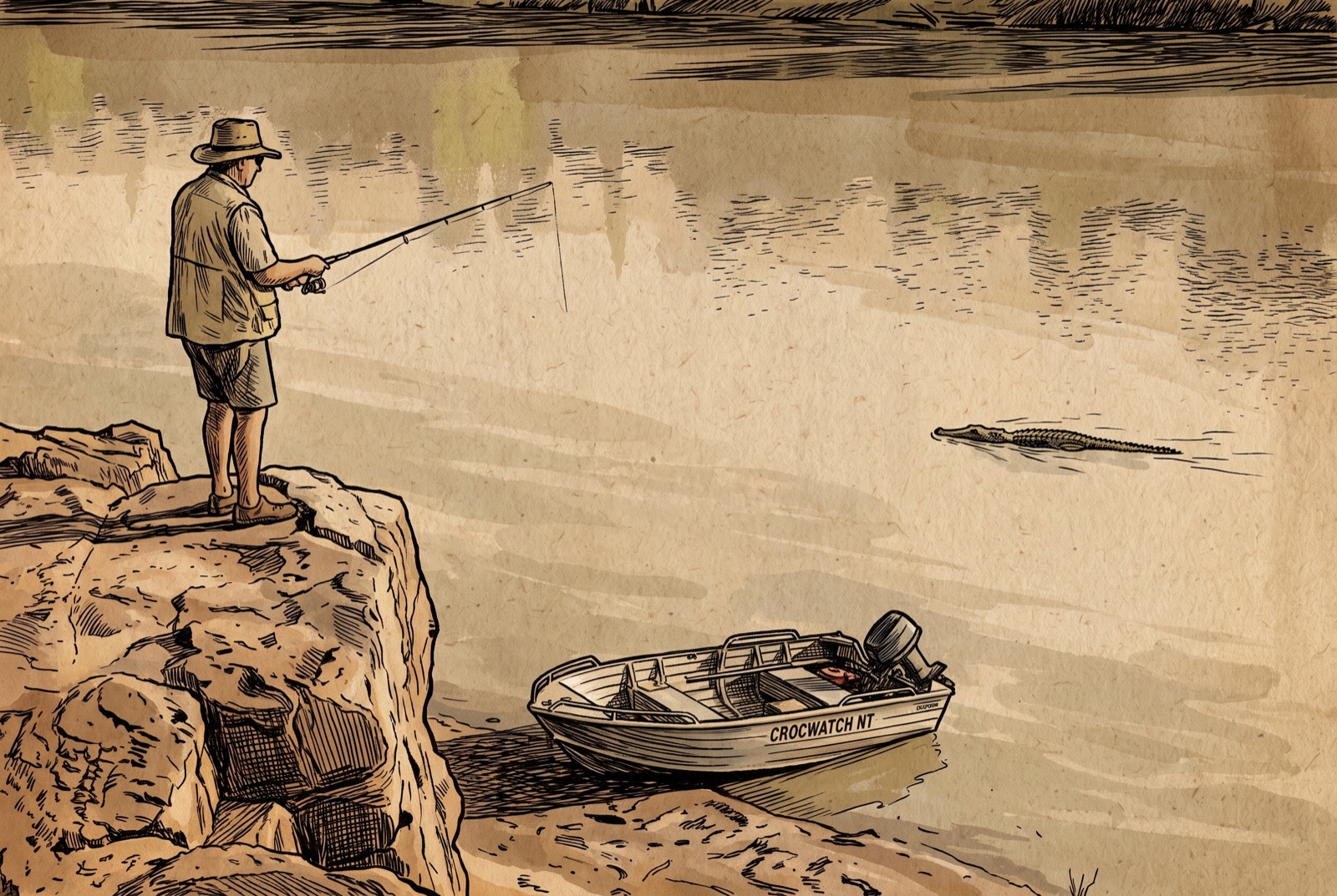 Fish from the high bank; keep yourself out of reach.
