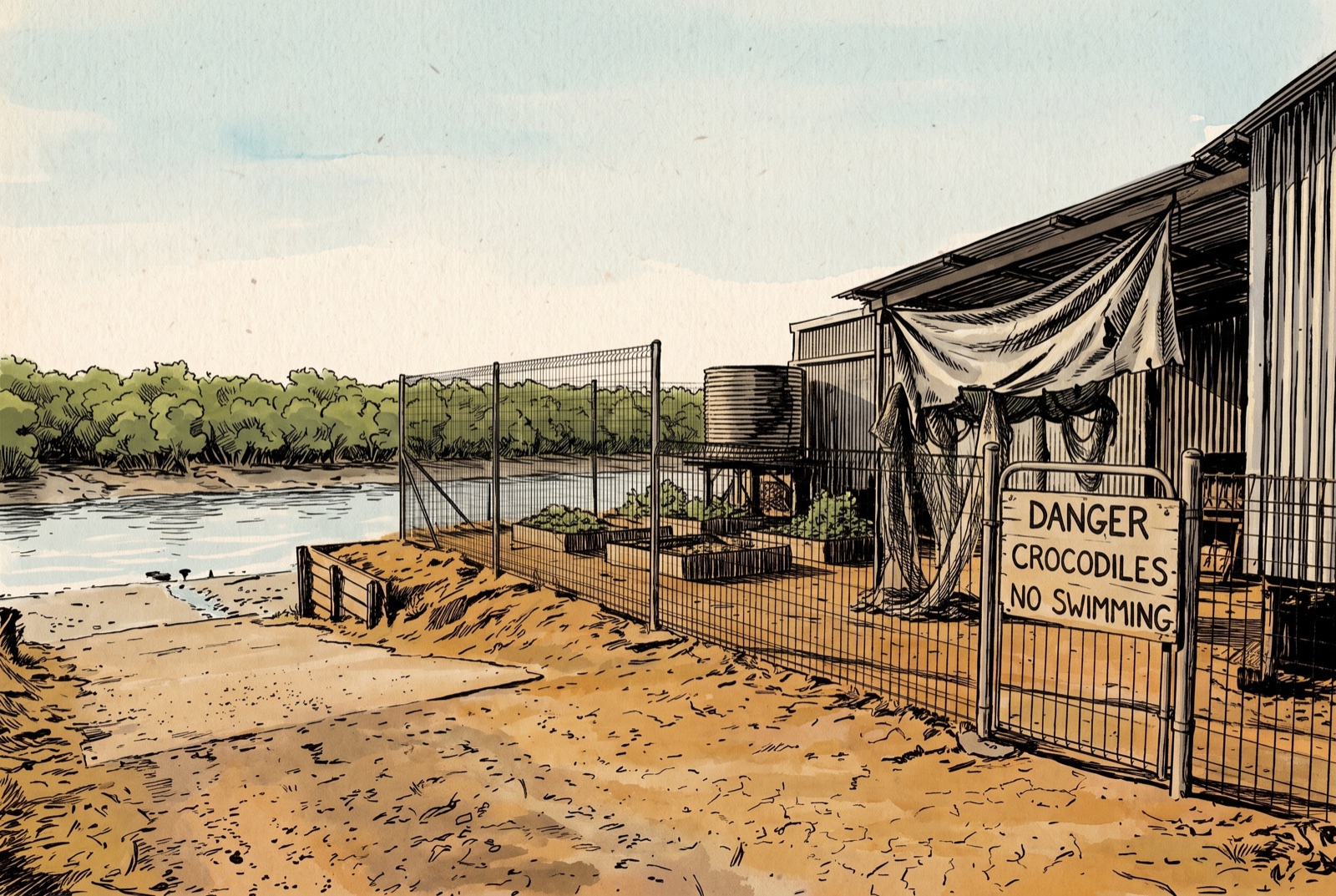 Fences, signs, and habits that keep the water at arm's length.